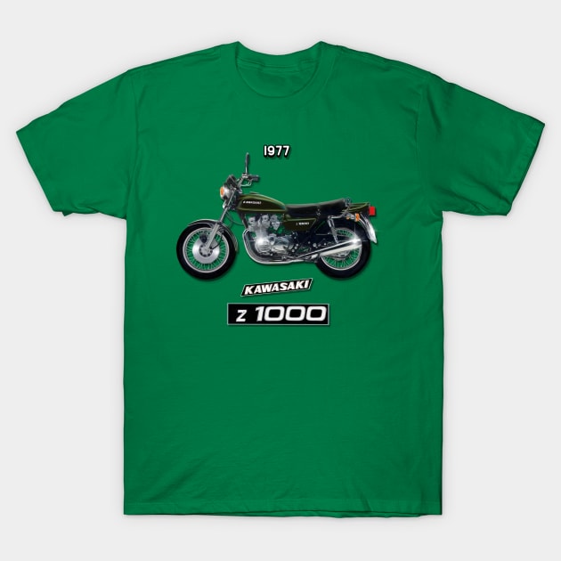 The Sublime 1977 Kawasaki Z 1000 Motorcycle by MotorManiac T-Shirt by MotorManiac